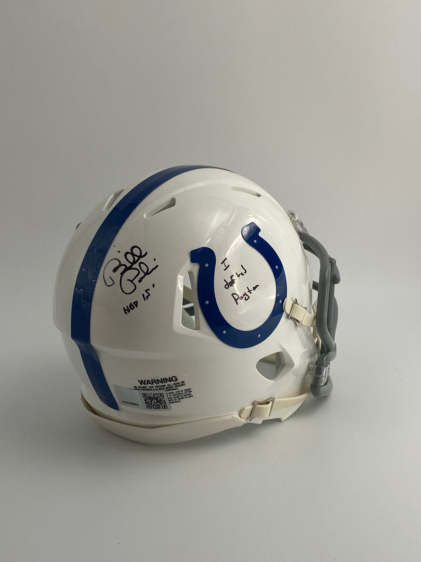 Bill Polian Signed Colts Speed Mini Helmet Inscribed "HOF 15" & "I Drafted Peyton" (TSE)