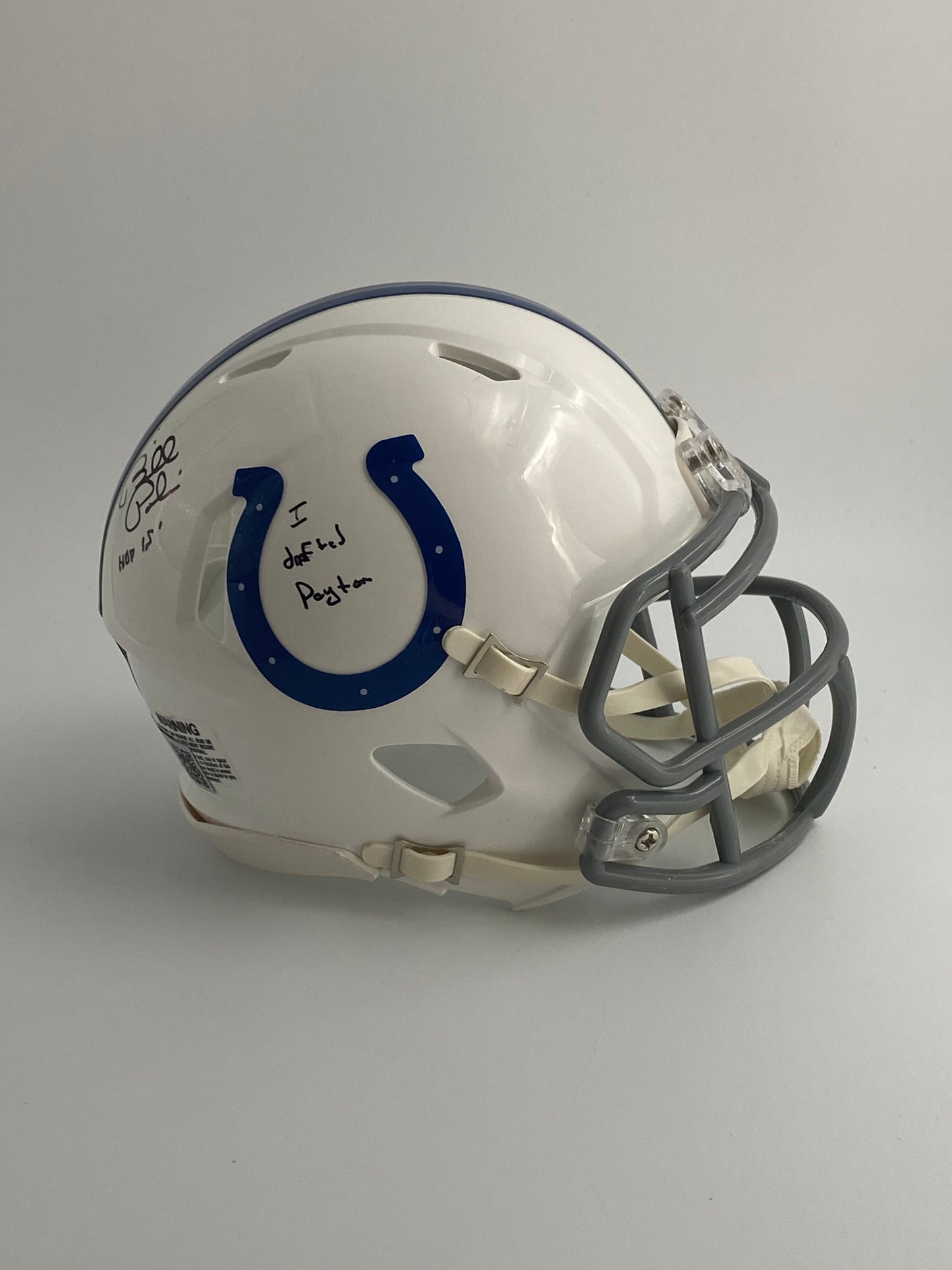 Bill Polian Signed Colts Speed Mini Helmet Inscribed "HOF 15" & "I Drafted Peyton" (TSE)