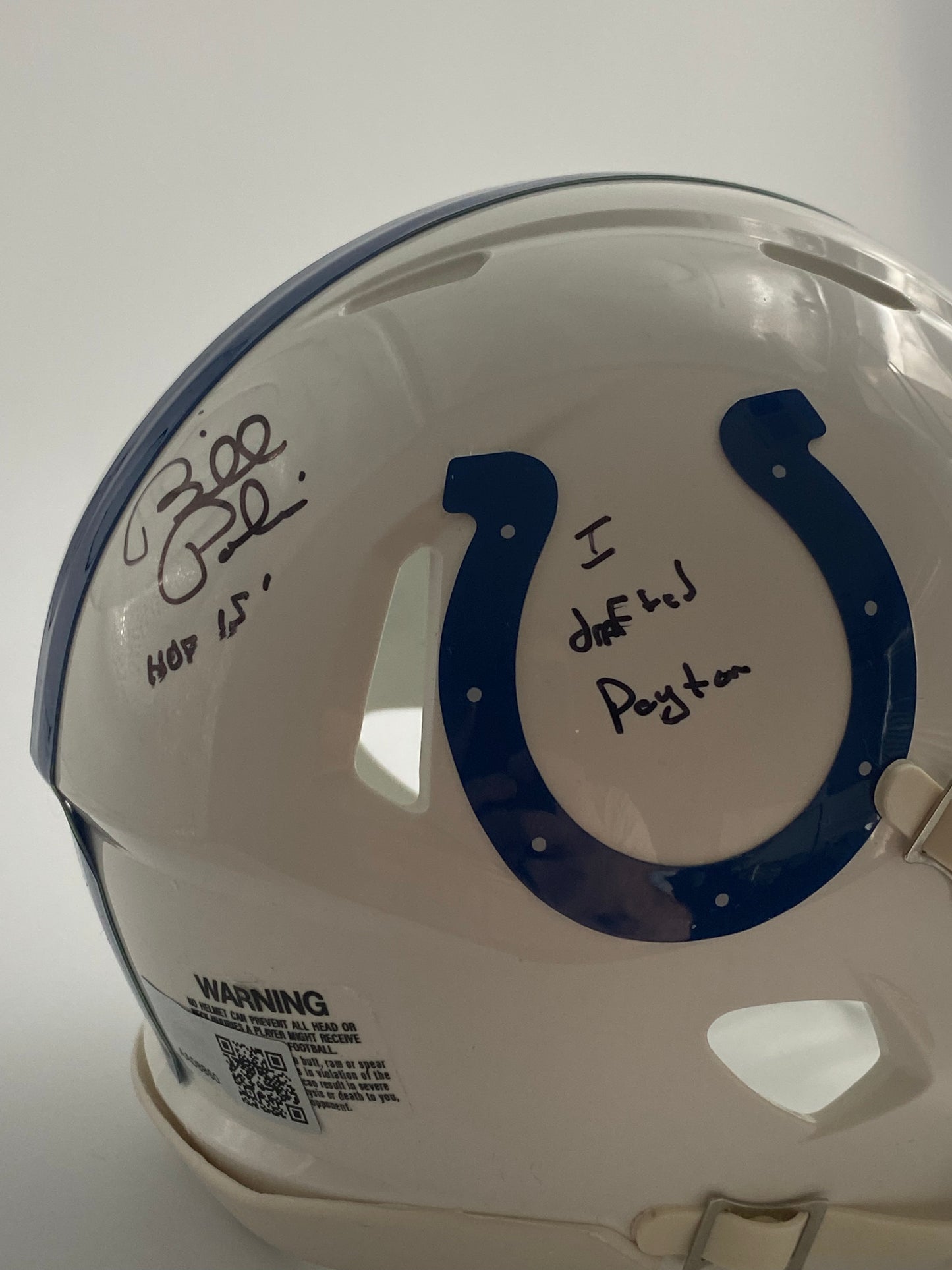 Bill Polian Signed Colts Speed Mini Helmet Inscribed "HOF 15" & "I Drafted Peyton" (TSE)