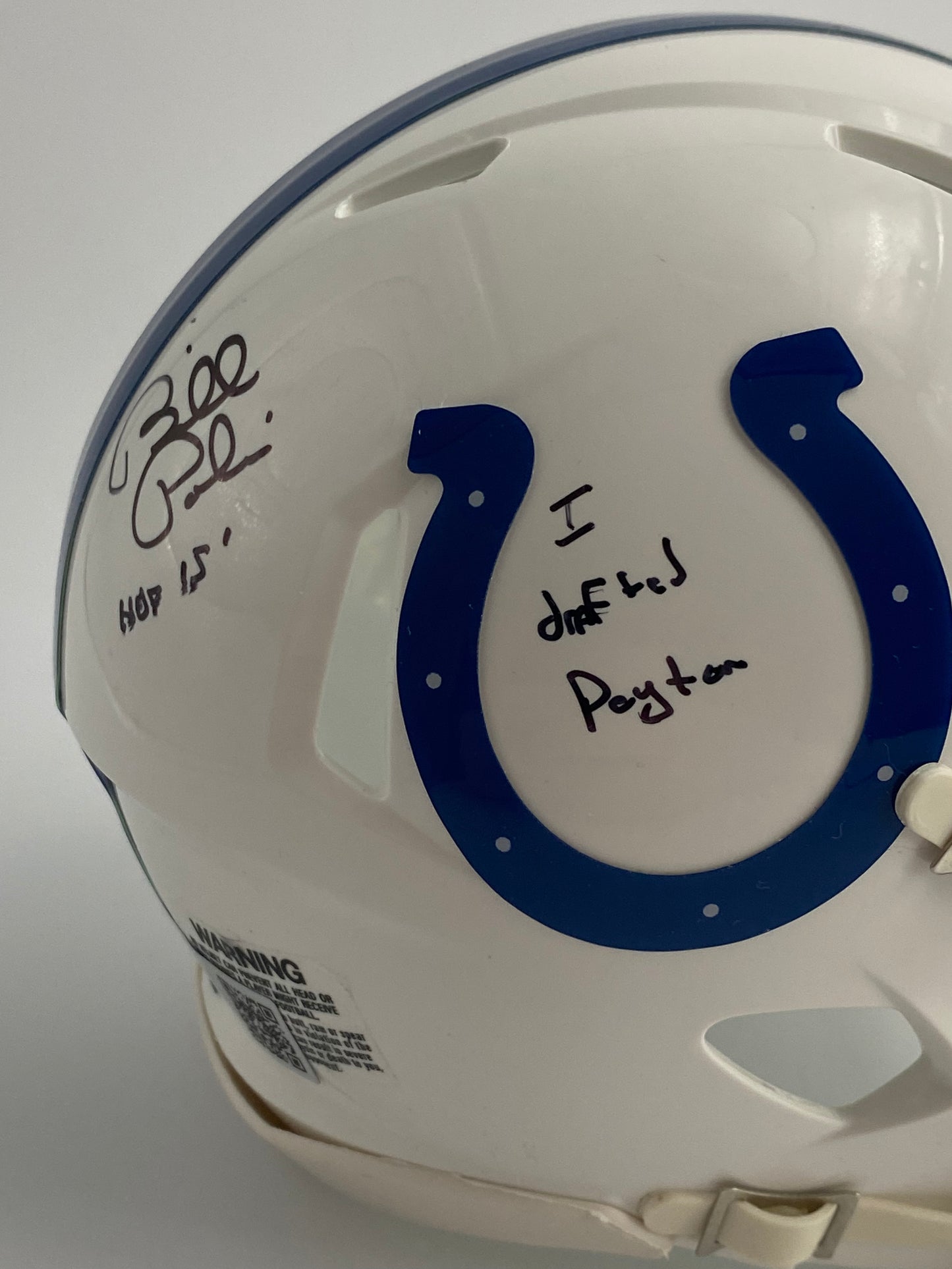 Bill Polian Signed Colts Speed Mini Helmet Inscribed "HOF 15" & "I Drafted Peyton" (TSE)